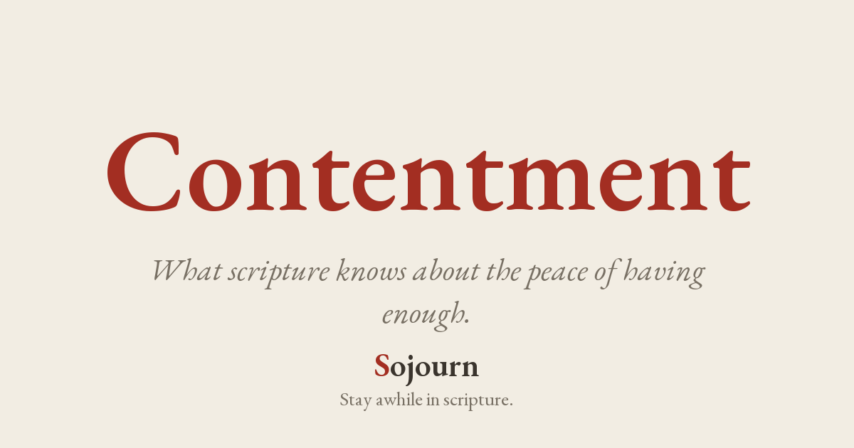 Contentment, a Bible study from Sojourn