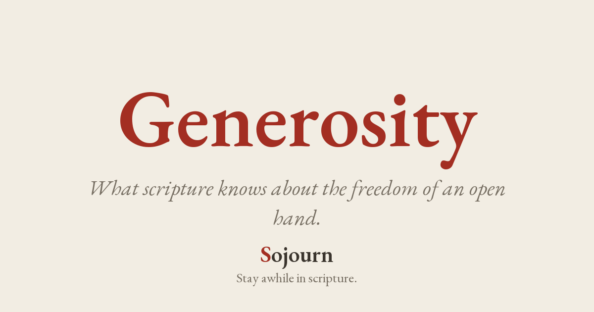 Generosity, a Bible study from Sojourn